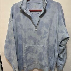 Aerie Blue Tie-Dye 1/4 Zip Sweatshirt